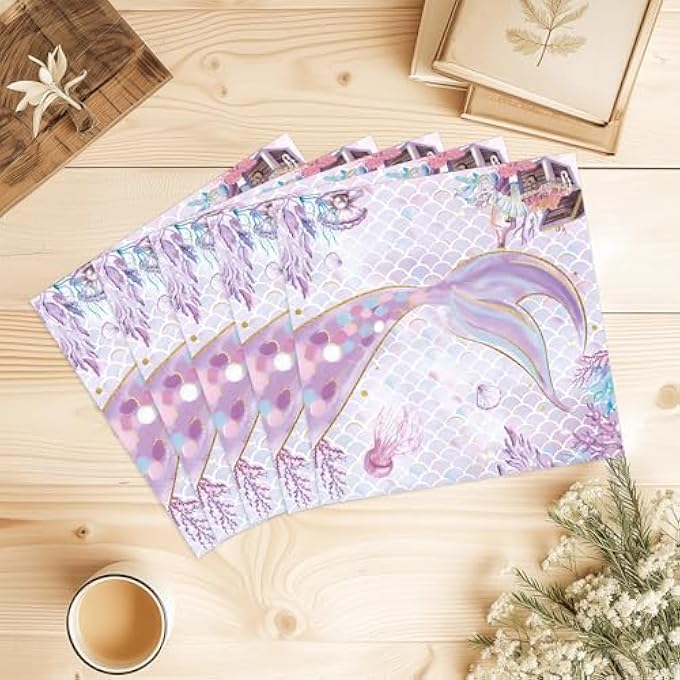 PACK OF 20 MERMAID BIRTHDAY DECORATION NAPKINS - Image 5